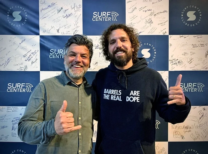 Diretor executivo da Surf Center, Mario Henrique Lima e Felipe Baracchini